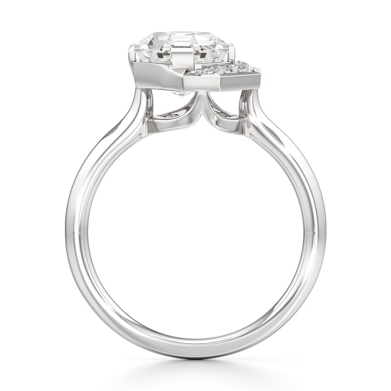 Main Image 2 of J'Lure Octagon Step-Cut Lab-Grown Diamond Half-Halo Engagement Ring 2 ct tw 18K White Gold