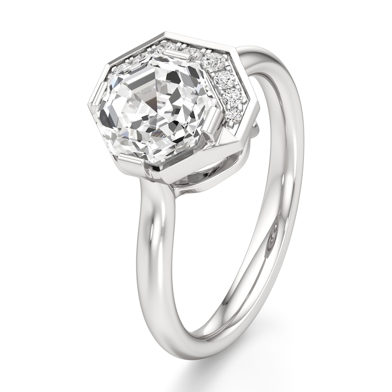 Main Image 4 of J'Lure Octagon Step-Cut Lab-Grown Diamond Half-Halo Engagement Ring 2 ct tw 18K White Gold
