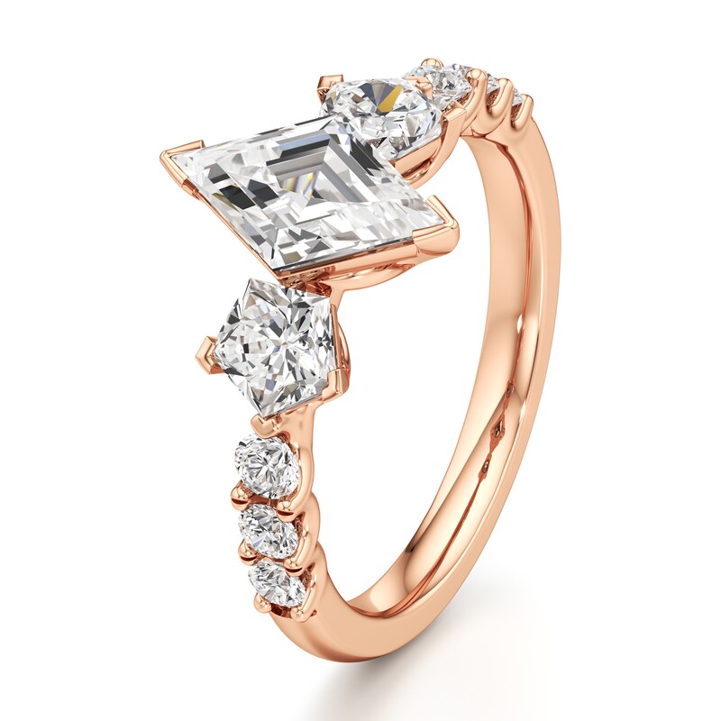 Main Image 4 of J'Lure Lozenge Step-Cut Lab-Grown Diamond Engagement Ring 2 ct tw 18K Rose Gold