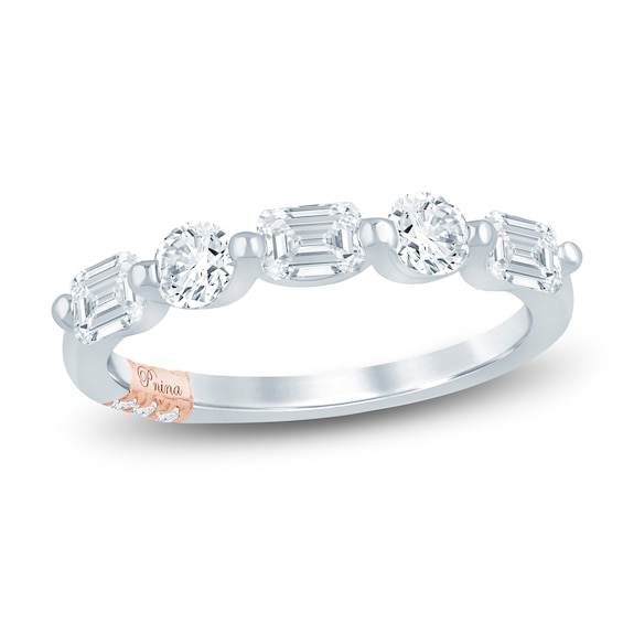 Pnina Tornai Emerald-Cut & Round-Cut Lab-Grown Diamond Anniversary Ring 1 ct tw 14K White Gold