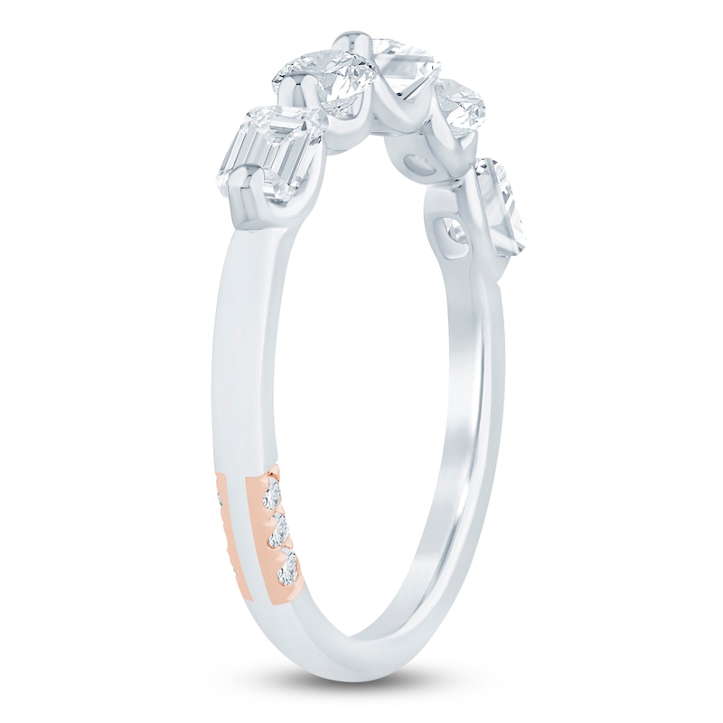 Main Image 2 of Pnina Tornai Emerald-Cut & Round-Cut Lab-Grown Diamond Anniversary Ring 1 ct tw 14K White Gold