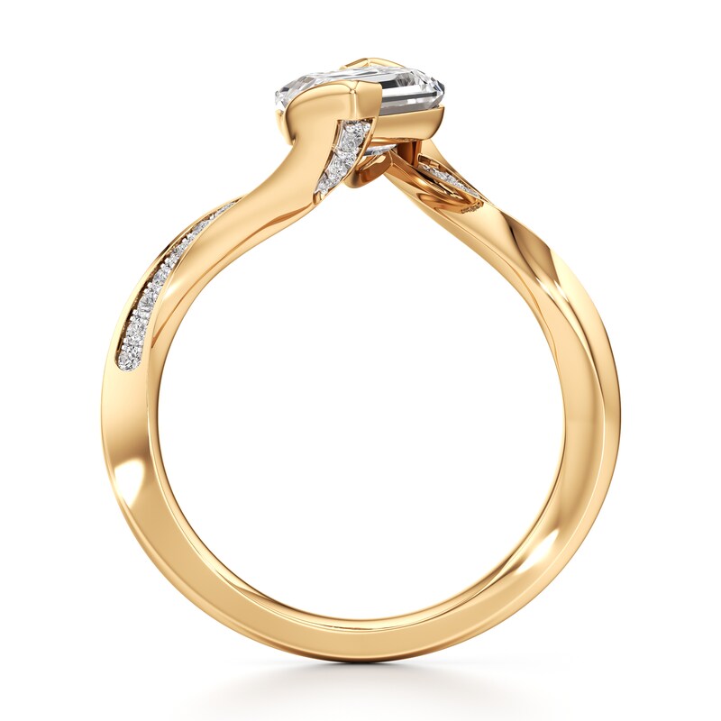 Main Image 2 of J'Lure Leaf Step-Cut Lab-Grown Diamond Bypass Engagement Ring 2-1/6 ct tw 18K Yellow Gold