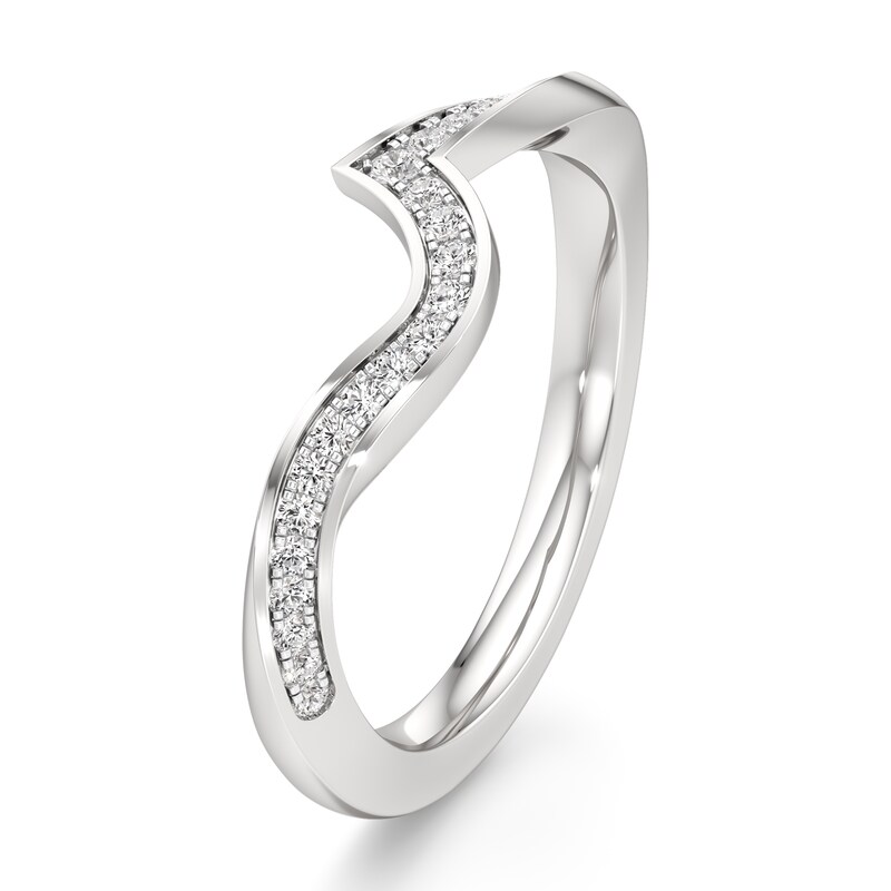Main Image 4 of J'Lure Lab-Grown Diamond Contour Wedding Band 1/6 ct tw 18K White Gold