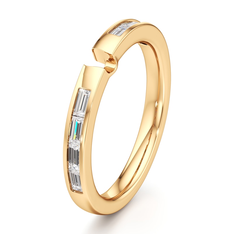 Main Image 4 of J'Lure Baguette-Cut Lab-Grown Diamond Contour Wedding Band 1/3 ct tw 18K Yellow Gold
