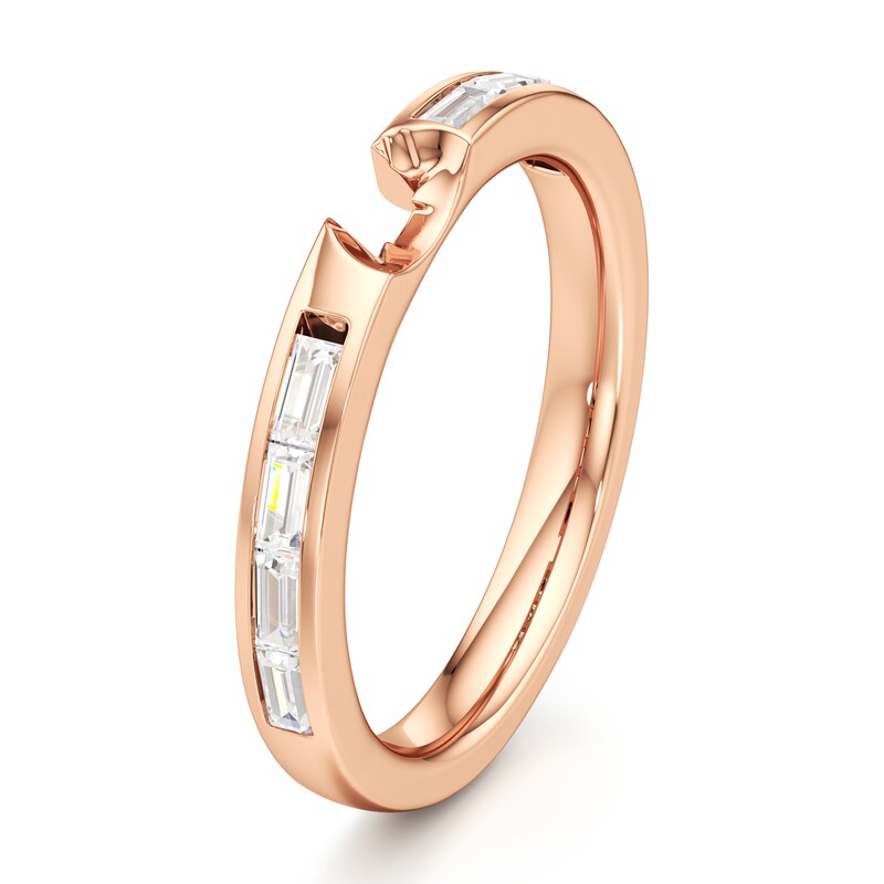 Main Image 4 of J'Lure Baguette-Cut Lab-Grown Diamond Contour Wedding Band 1/3 ct tw 18K Rose Gold