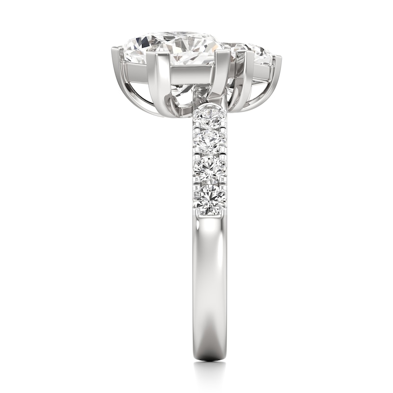 Main Image 3 of J'Lure Pentagon Brilliant-Cut Two-Stone Lab-Grown Diamond Engagement Ring 3-1/3 ct tw 18K White Gold