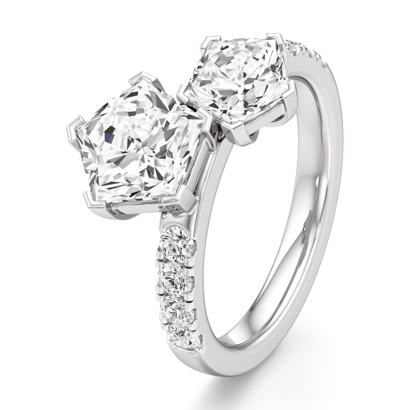 Main Image 4 of J'Lure Pentagon Brilliant-Cut Two-Stone Lab-Grown Diamond Engagement Ring 3-1/3 ct tw 18K White Gold