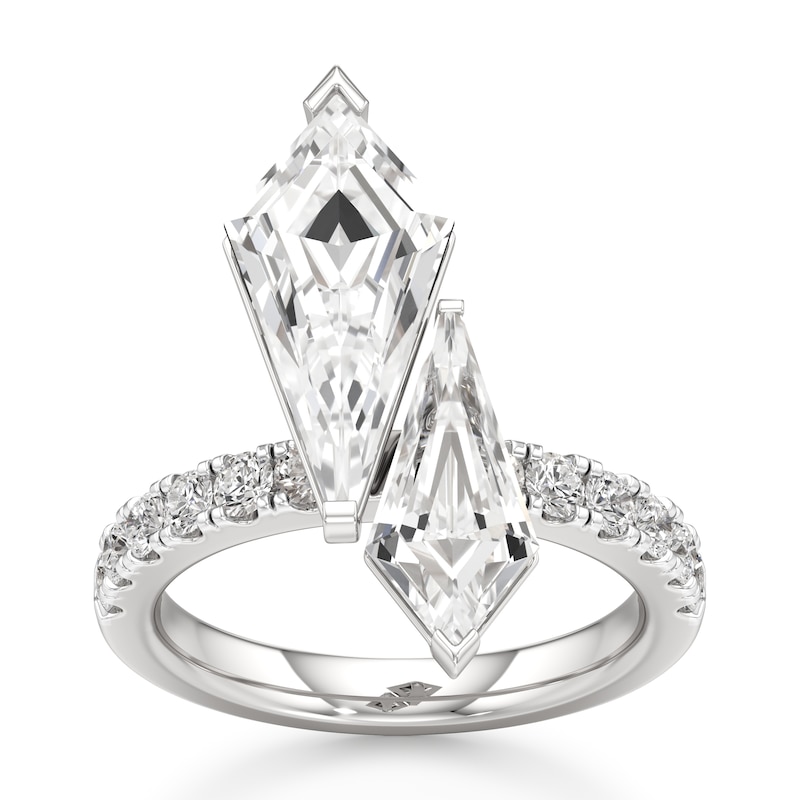 Main Image 1 of J'Lure Kite Step-Cut Two-Stone Lab-Grown Diamond Engagement Ring 4-3/4 ct tw 18K White Gold