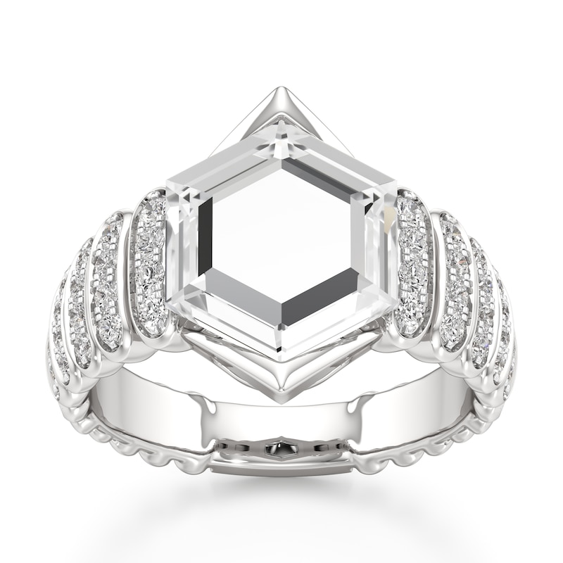 Main Image 1 of J'Lure Hexagon Portrait-Cut Lab-Grown Diamond Engagement Ring 3-3/8 ct tw 18K White Gold
