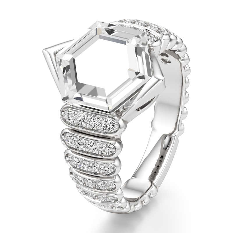 Main Image 4 of J'Lure Hexagon Portrait-Cut Lab-Grown Diamond Engagement Ring 3-3/8 ct tw 18K White Gold