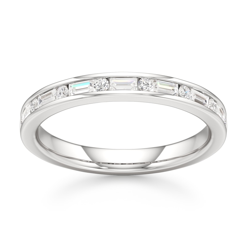 Main Image 1 of J'Lure Baguette & Round-Cut Lab-Created Diamond Wedding Band 3/8 ct tw 18K White Gold