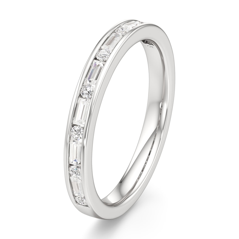 Main Image 4 of J'Lure Baguette & Round-Cut Lab-Created Diamond Wedding Band 3/8 ct tw 18K White Gold