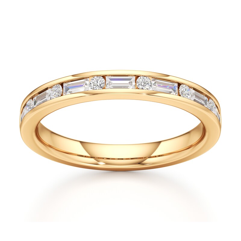 Main Image 1 of J'Lure Baguette & Round-Cut Lab-Grown Diamond Wedding Band 3/8 ct tw 18K Yellow Gold
