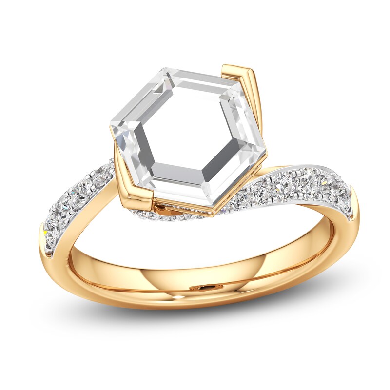 Main Image 1 of J'Lure Hexagon Portrait-Cut Lab-Grown Diamond Engagement Ring 2-1/2 ct tw 18K Yellow Gold