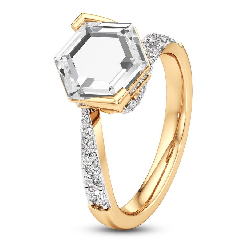 Main Image 2 of J'Lure Hexagon Portrait-Cut Lab-Grown Diamond Engagement Ring 2-1/2 ct tw 18K Yellow Gold