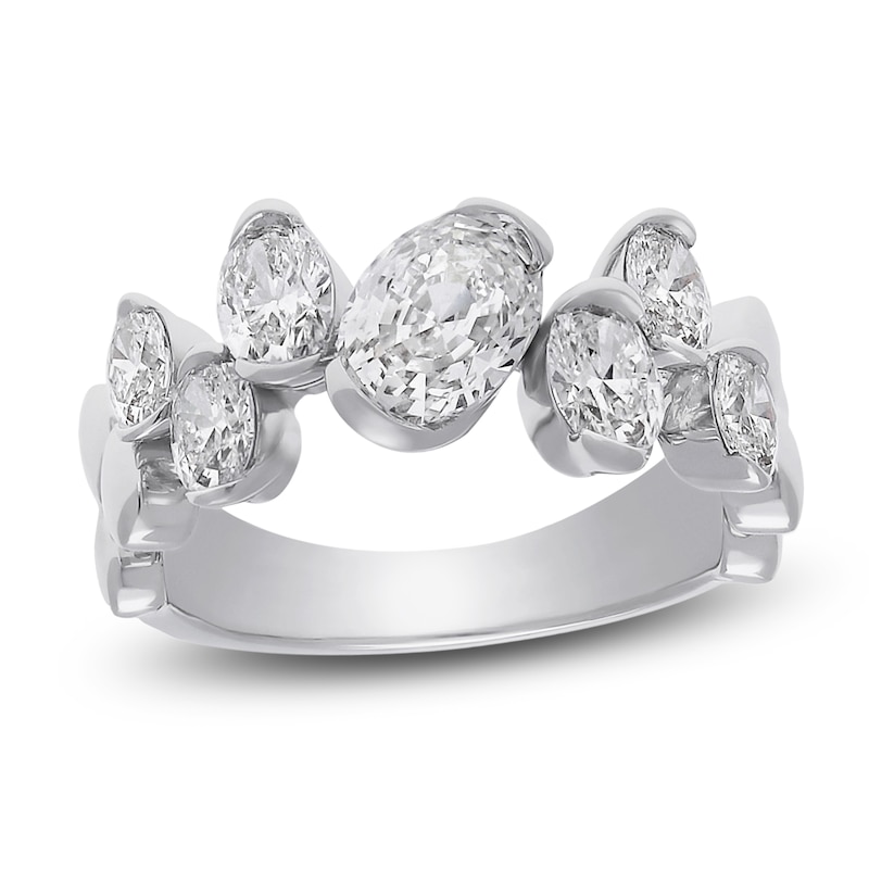 Main Image 1 of J'Lure Oval Step-Cut Lab-Grown Diamond Scatter Ring 2-1/4 ct tw 14K White Gold