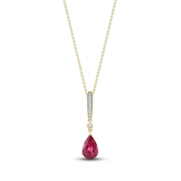 Pear-Shaped Natural Ruby Pendant Necklace 1/20 ct tw 14K Yellow Gold