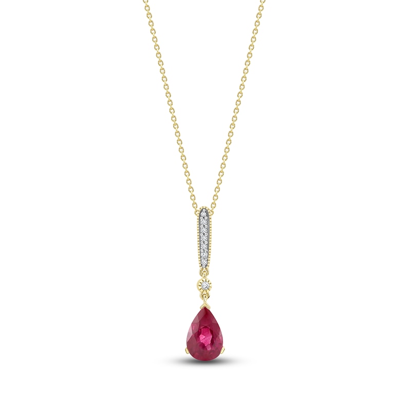 Main Image 1 of Pear-Shaped Natural Ruby Pendant Necklace 1/20 ct tw 14K Yellow Gold