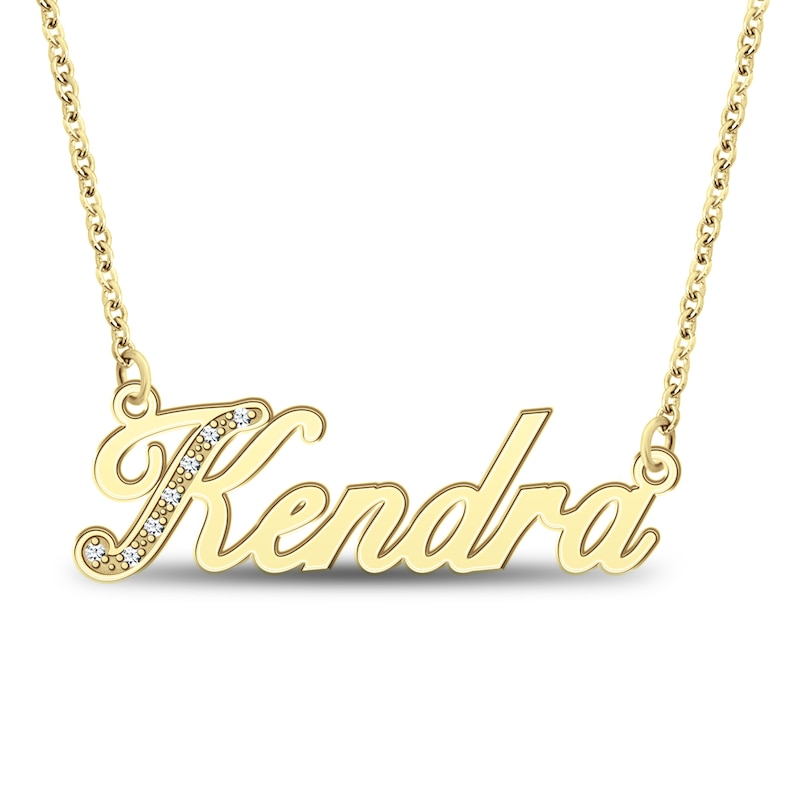 Main Image 1 of Diamond Accent Script Nameplate Necklace 10K Yellow Gold 18"