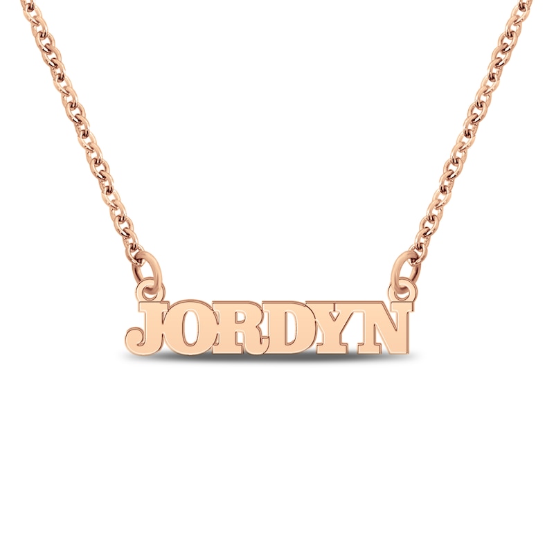 Main Image 1 of Block Name Necklace 14K Rose Gold-Plated Sterling Silver 18"