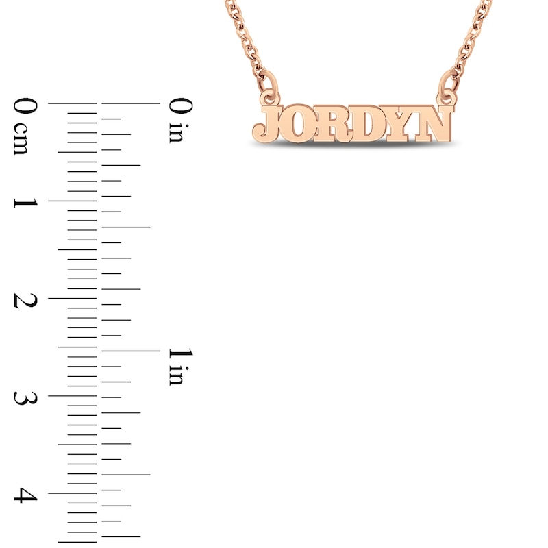 Main Image 4 of Block Name Necklace 14K Rose Gold-Plated Sterling Silver 18"