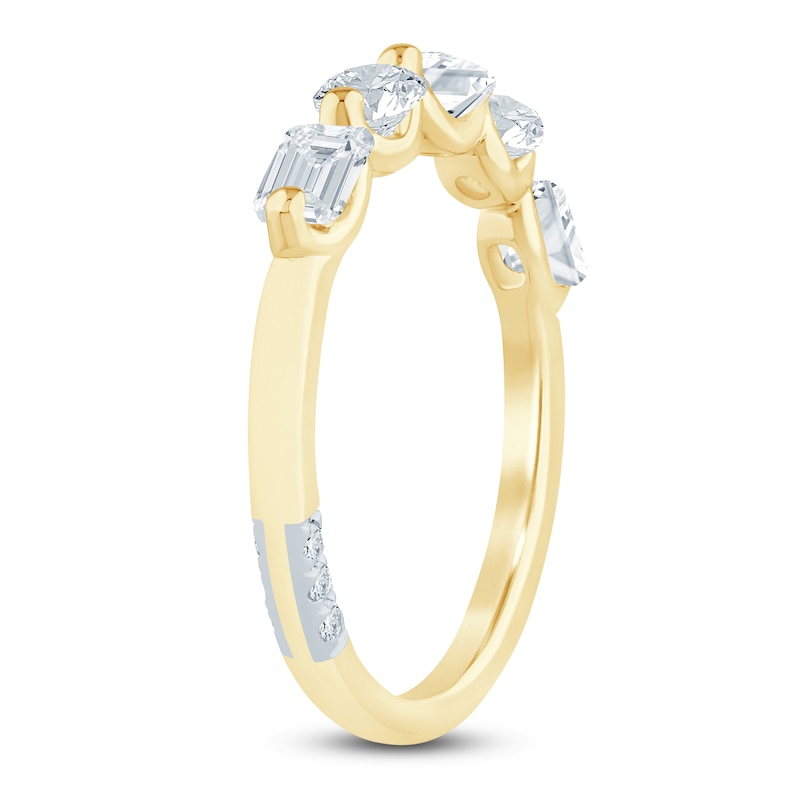 Main Image 2 of Pnina Tornai Emerald & Round-Cut Lab-Grown Diamond Five-Stone Anniversary Ring 1 ct tw 14K Yellow Gold