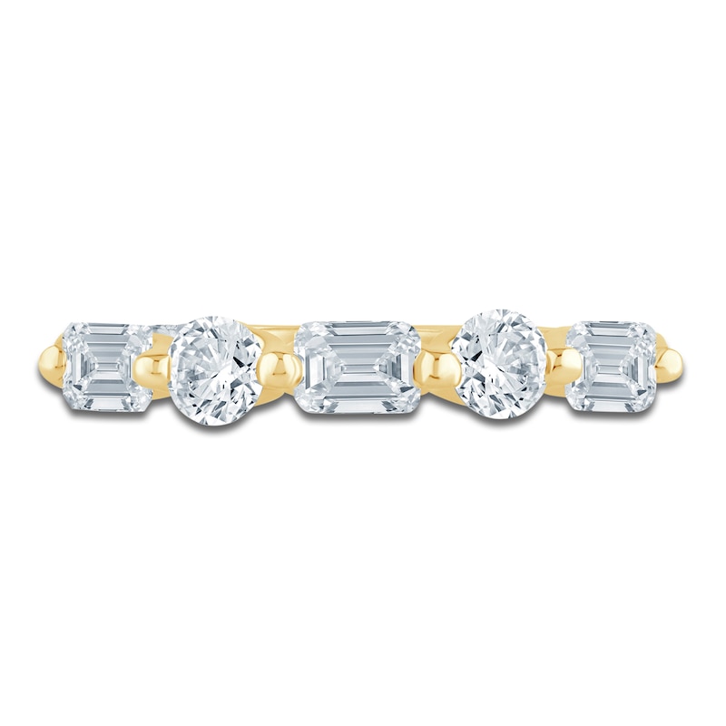 Main Image 3 of Pnina Tornai Emerald & Round-Cut Lab-Grown Diamond Five-Stone Anniversary Ring 1 ct tw 14K Yellow Gold