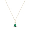 Thumbnail Image 1 of Pear-Shaped Natural Emerald & Diamond Accent Necklace 14K Yellow Gold 17"
