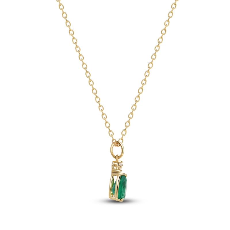 Main Image 2 of Pear-Shaped Natural Emerald & Diamond Accent Necklace 14K Yellow Gold 17"