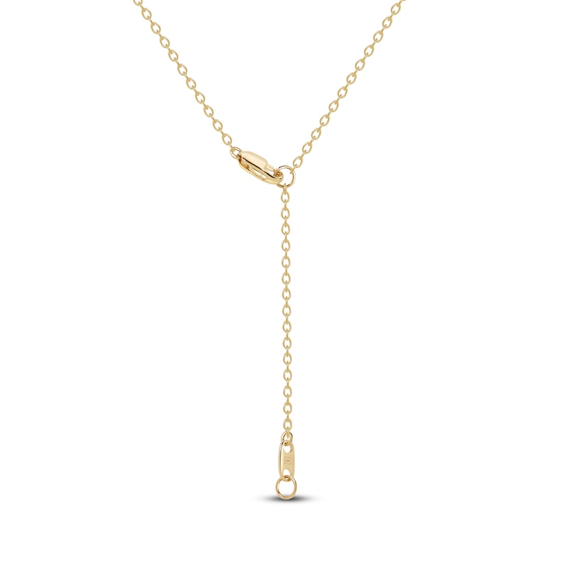 Main Image 4 of Pear-Shaped Natural Emerald & Diamond Accent Necklace 14K Yellow Gold 17"