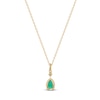 Thumbnail Image 5 of Pear-Shaped Natural Emerald & Diamond Accent Necklace 14K Yellow Gold 17"