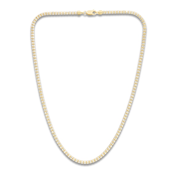 Ice Barrel Chain Necklace 33mm Solid 14K TwoTone Gold 20