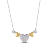 Thumbnail Image 1 of Multi-Diamond Hearts Curve Necklace 1/5 ct tw Sterling Silver & 10K Yellow Gold 18"