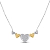 Thumbnail Image 3 of Multi-Diamond Hearts Curve Necklace 1/5 ct tw Sterling Silver & 10K Yellow Gold 18"