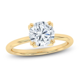 Certified Round-Cut Diamond Solitaire Engagement Ring 2 ct tw 18K Yellow Gold (SI2/G)
