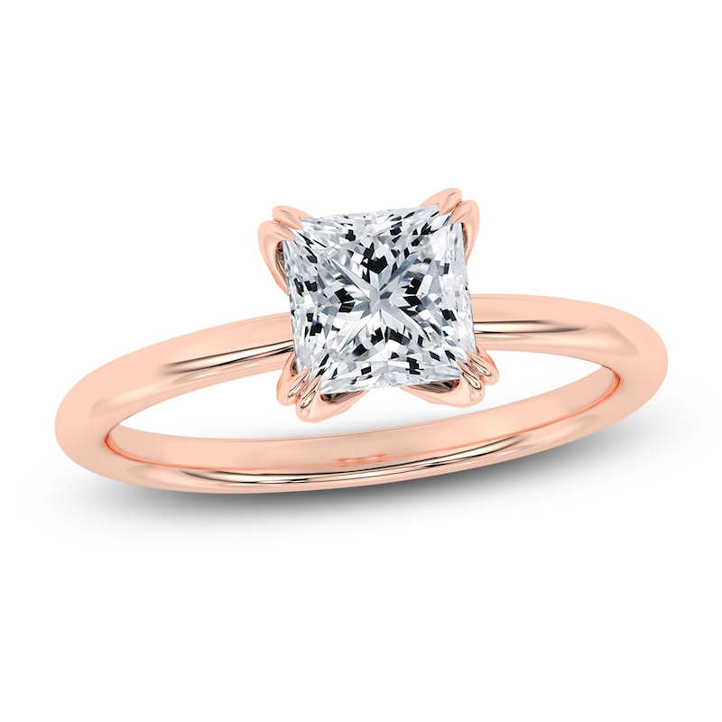 Main Image 1 of Certified Princess-Cut Diamond Solitaire Engagement Ring 1-1/2 ct tw 18K Rose Gold (SI2/G)
