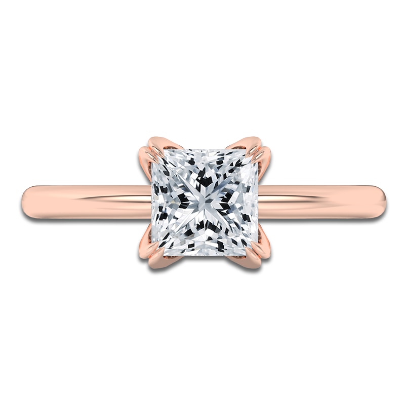 Main Image 3 of Certified Princess-Cut Diamond Solitaire Engagement Ring 1-1/2 ct tw 18K Rose Gold (SI2/G)