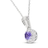 Thumbnail Image 2 of Natural Tanzanite & Diamond Halo Necklace 1/10 ct tw 10K White Gold 18"