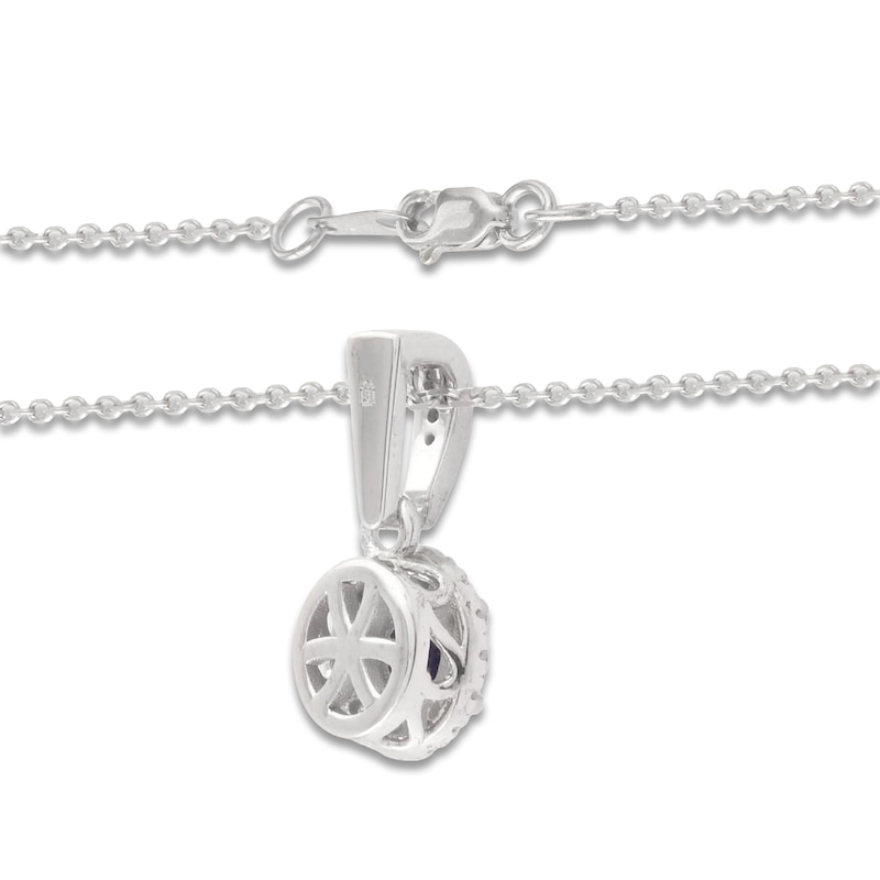 Main Image 3 of Natural Tanzanite & Diamond Halo Necklace 1/10 ct tw 10K White Gold 18"