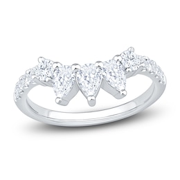 Pear-Shaped & Round-Cut Lab-Grown Diamond Contour Ring 1 ct tw 14K White Gold
