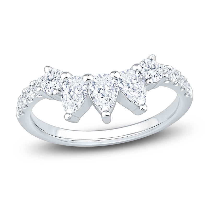 Main Image 1 of Pear-Shaped & Round-Cut Lab-Grown Diamond Contour Ring 1 ct tw 14K White Gold