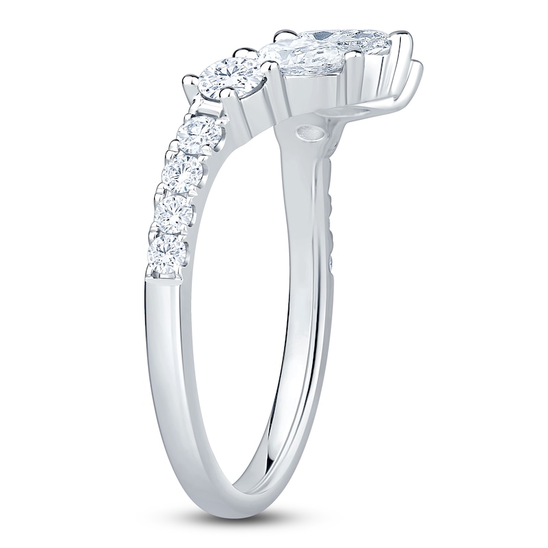 Main Image 2 of Pear-Shaped & Round-Cut Lab-Grown Diamond Contour Ring 1 ct tw 14K White Gold