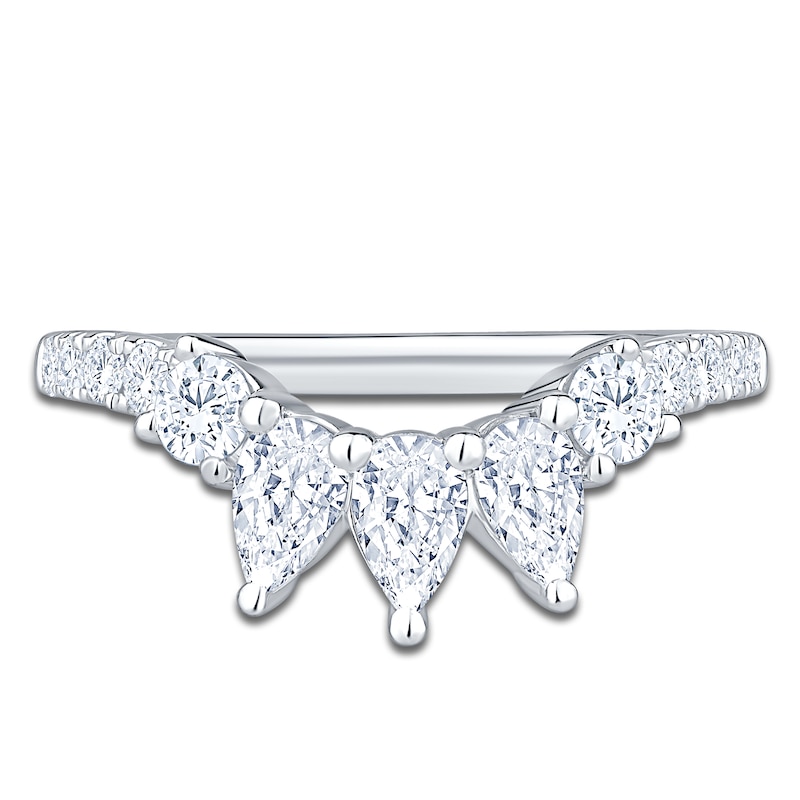 Main Image 3 of Pear-Shaped & Round-Cut Lab-Grown Diamond Contour Ring 1 ct tw 14K White Gold