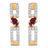Thumbnail Image 3 of Marquise-Cut Natural Ruby & Diamond Hoop Earrings 1/6 ct tw 14K Yellow Gold
