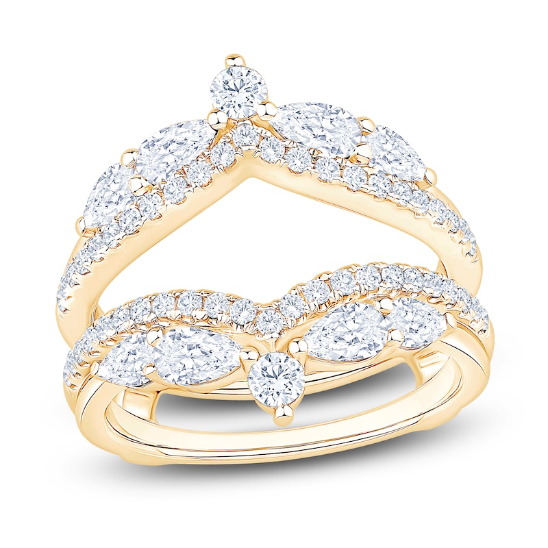 Main Image 1 of Marquise, Pear & Round-Cut Lab-Grown Diamond Chevron Enhancer Ring 1-3/8 ct tw 14K Yellow Gold