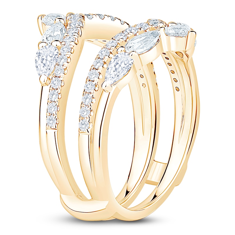 Main Image 2 of Marquise, Pear & Round-Cut Lab-Grown Diamond Chevron Enhancer Ring 1-3/8 ct tw 14K Yellow Gold