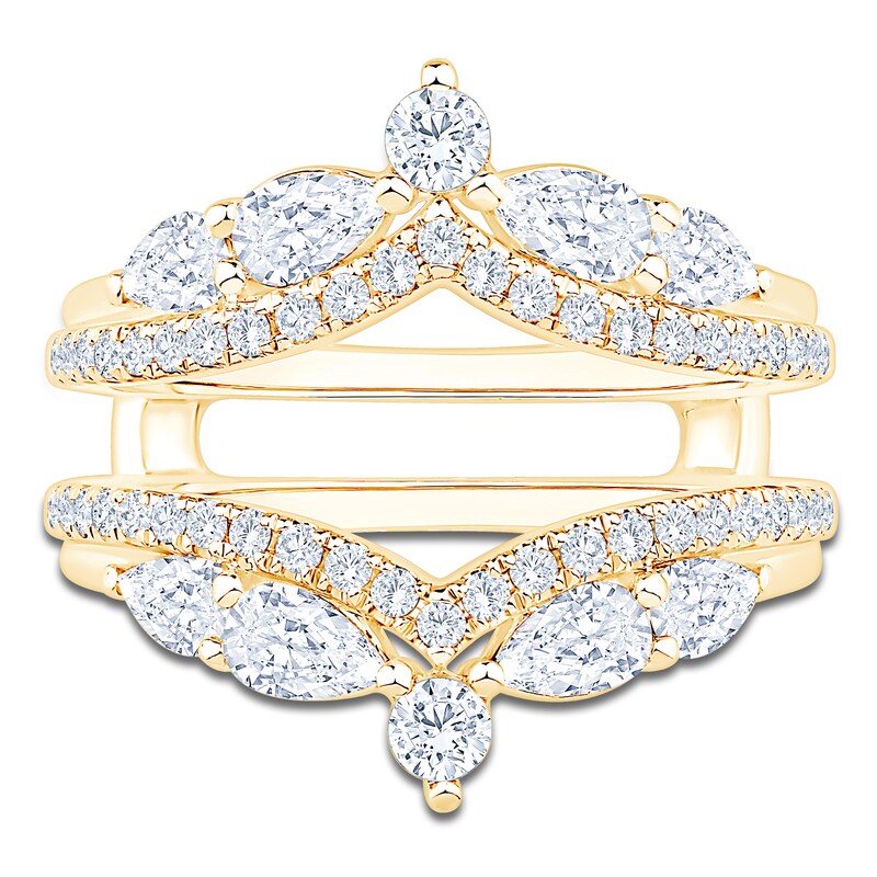 Main Image 3 of Marquise, Pear & Round-Cut Lab-Grown Diamond Chevron Enhancer Ring 1-3/8 ct tw 14K Yellow Gold