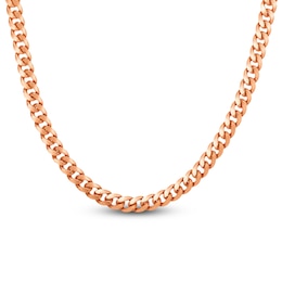 Miami Cuban Curb Chain Necklace 6.1mm Solid 14K Rose Gold 24"