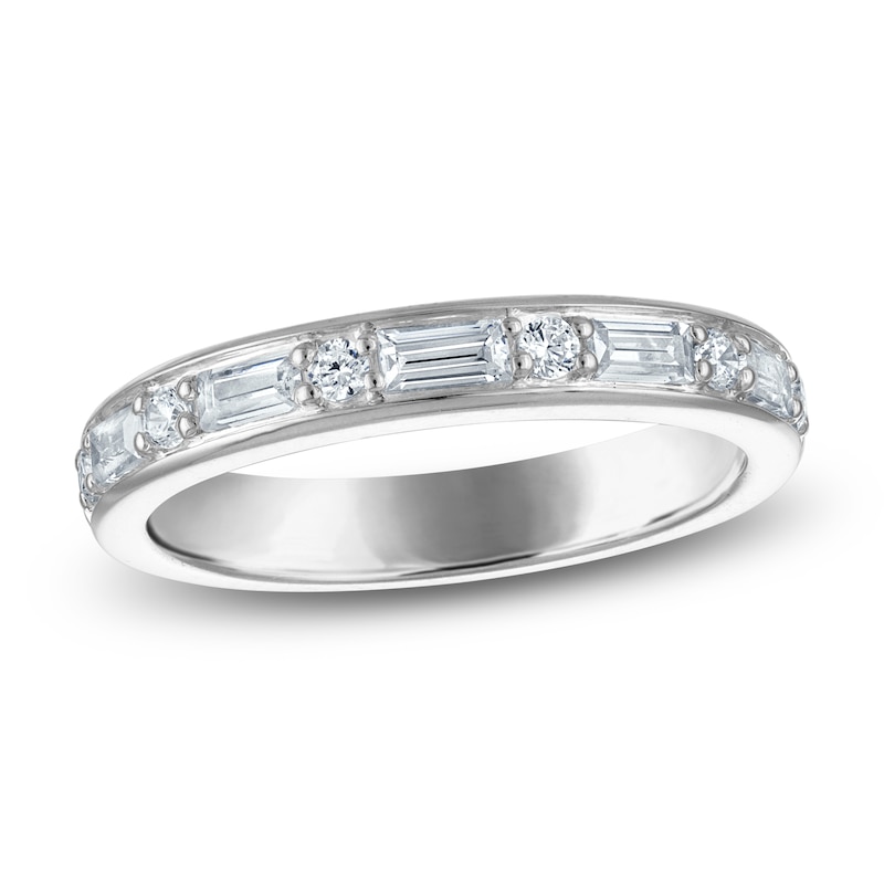 Main Image 1 of Vera Wang VOW Round & Baguette-Cut Lab-Grown Diamond Wedding Band 1/2 ct tw 14K White Gold