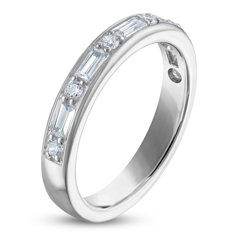 Main Image 2 of Vera Wang VOW Round & Baguette-Cut Lab-Grown Diamond Wedding Band 1/2 ct tw 14K White Gold